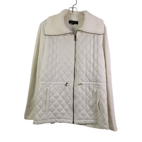 Jones New York Sweaters - Jones New York White Quilted Front Ribbed Sweater Size XL 52022-0530